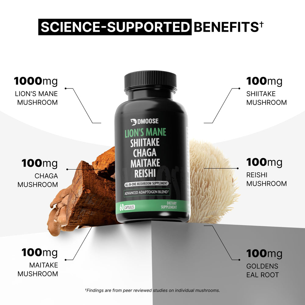 Immune-supporting mushroom blend in easy-to-swallow capsules.