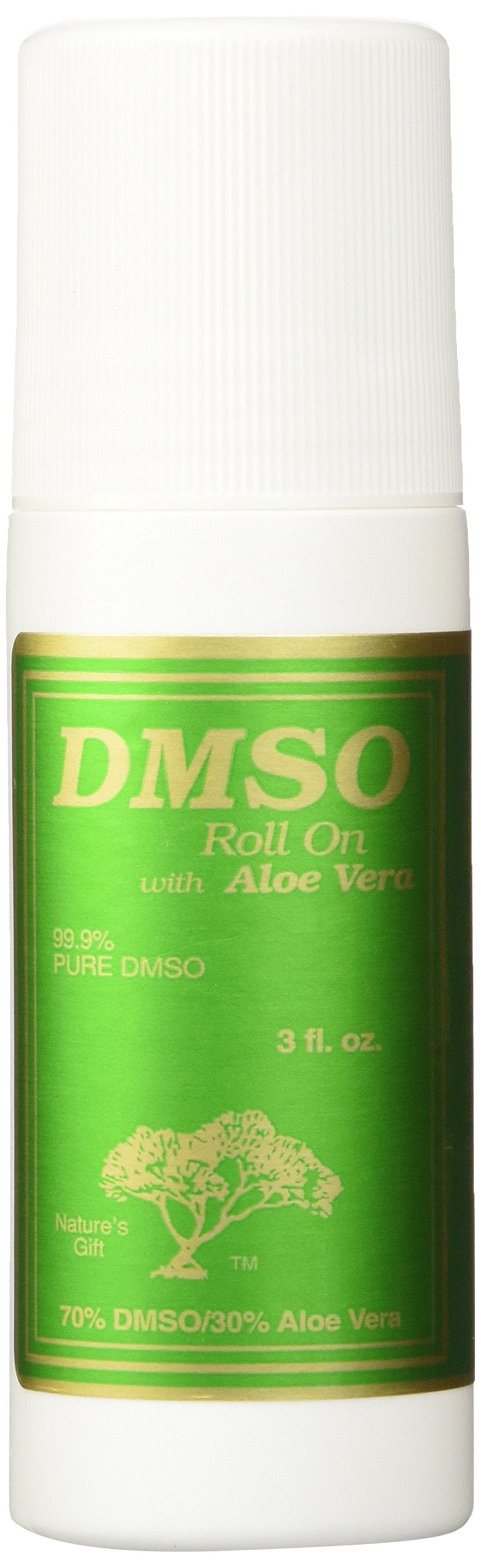 DMSO Roll On bottle with aloe for easy, mess-free application and soothing skin feel.