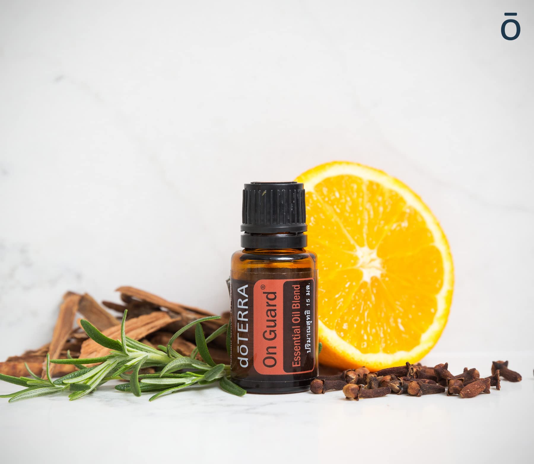The doTERRA On Guard bottle side view for easy diffusion and aroma.