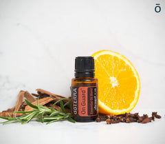 The doTERRA On Guard bottle side view for easy diffusion and aroma.