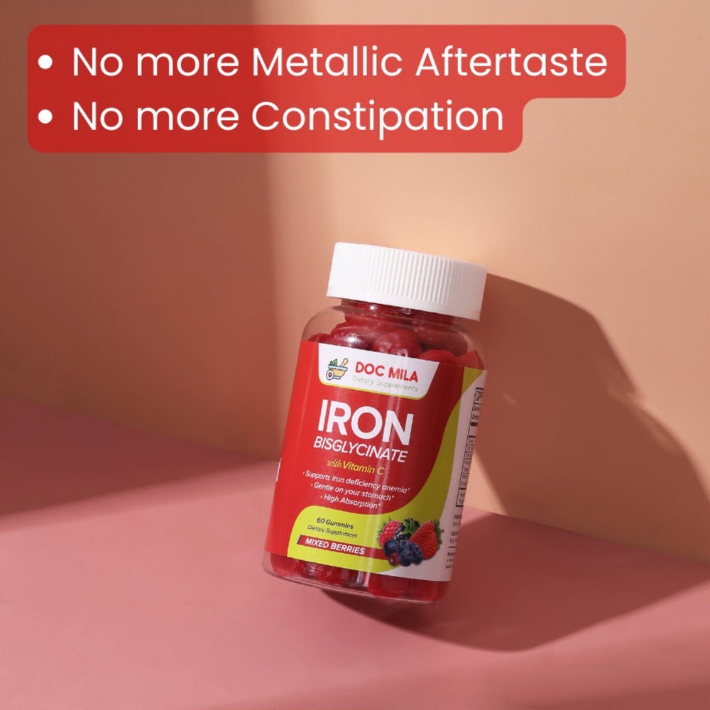 Doc Mila iron gummies appeal to kids and adults for chewable iron.