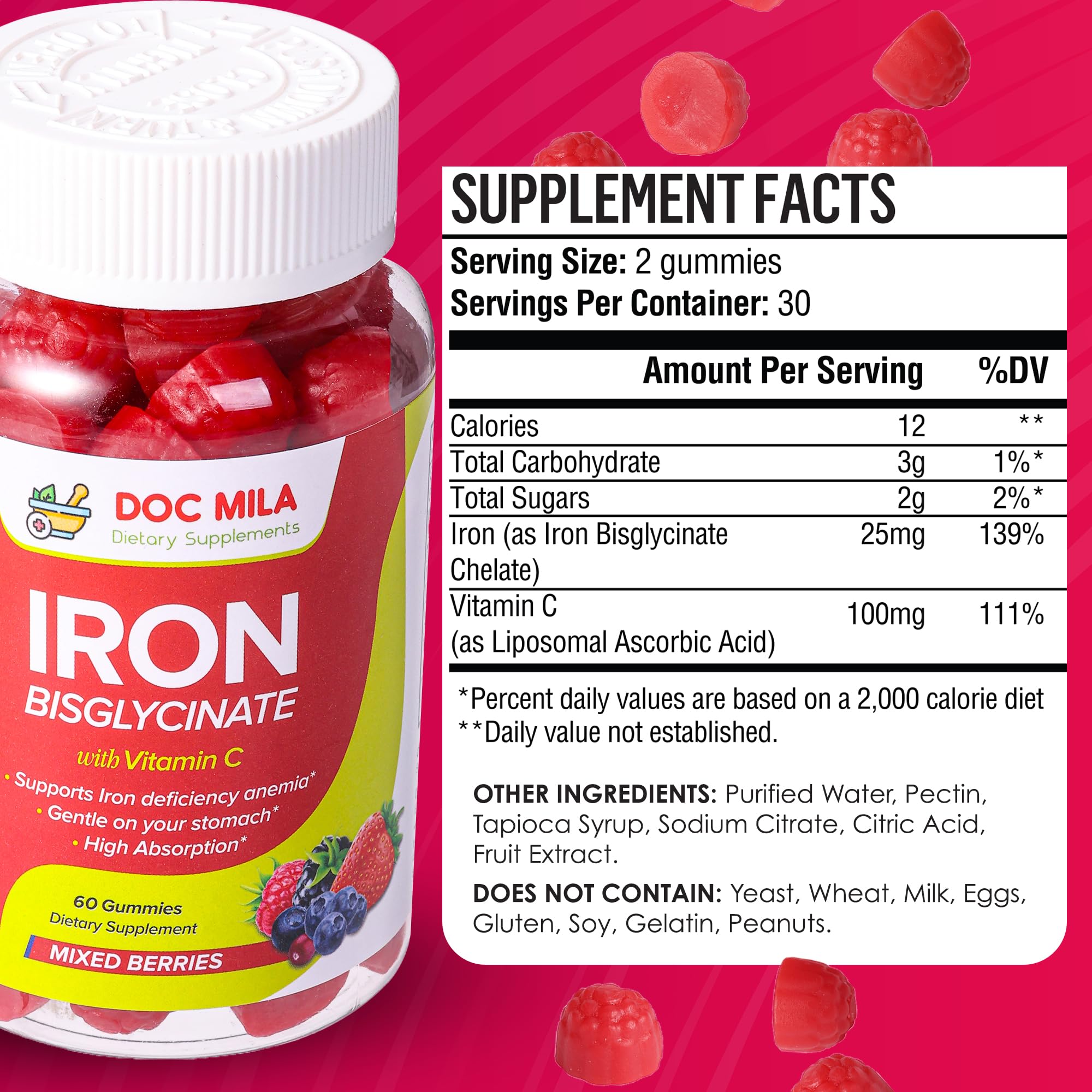 Doc Mila liposomal Vitamin C with gummies emphasizes absorption-boosting pairing.
