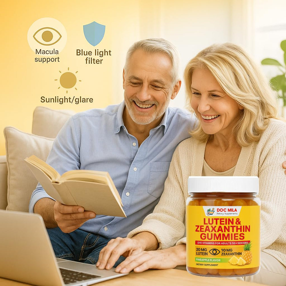Doc Mila ingredient panel highlighting lutein and zeaxanthin per serving
