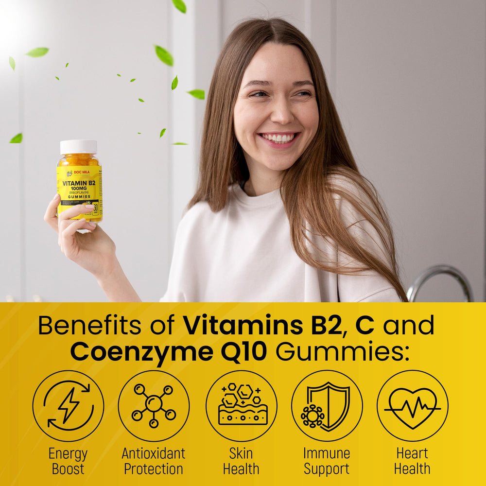 Doc Mila Vitamin B2 gummies fruity pineapple texture invites daily use