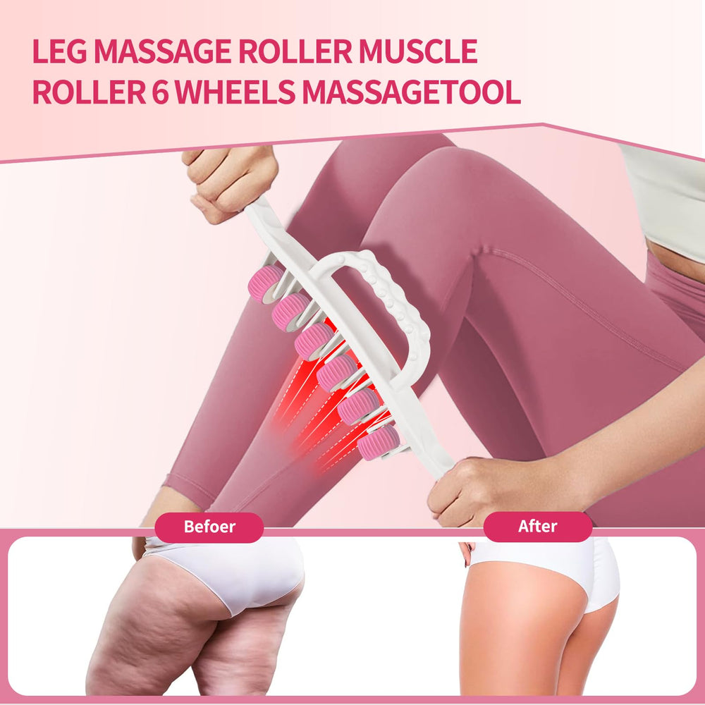 Docemel cellulite massage tool used on leg and thigh to loosen stiffness and boost circulation