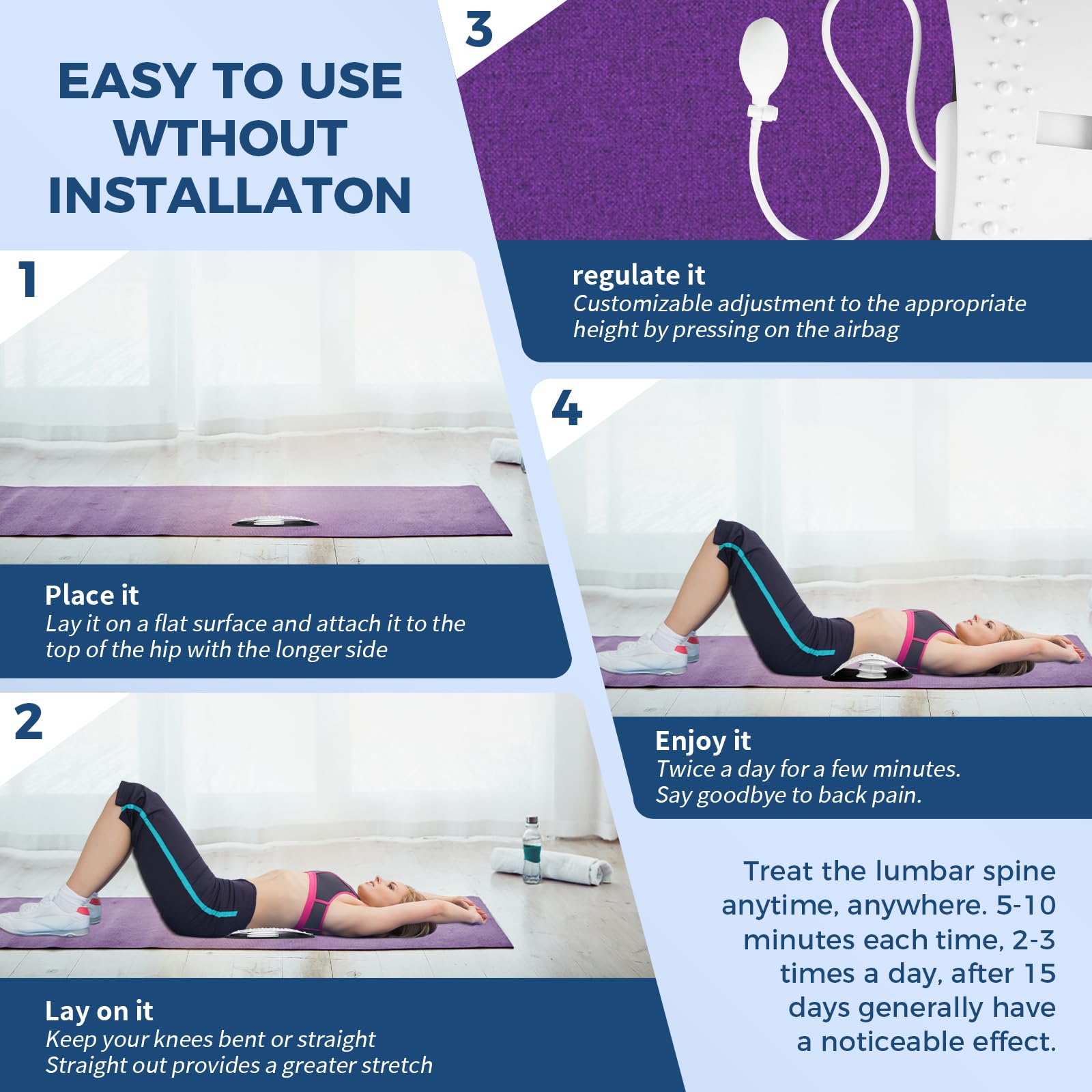 Docemel Inversion-inspired design supports spinal alignment during use.