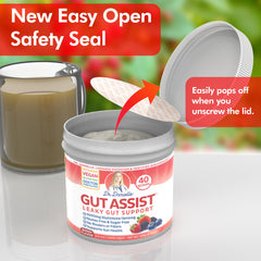 Nutrition label close-up on Doctor Danielle Gut Assist bottle