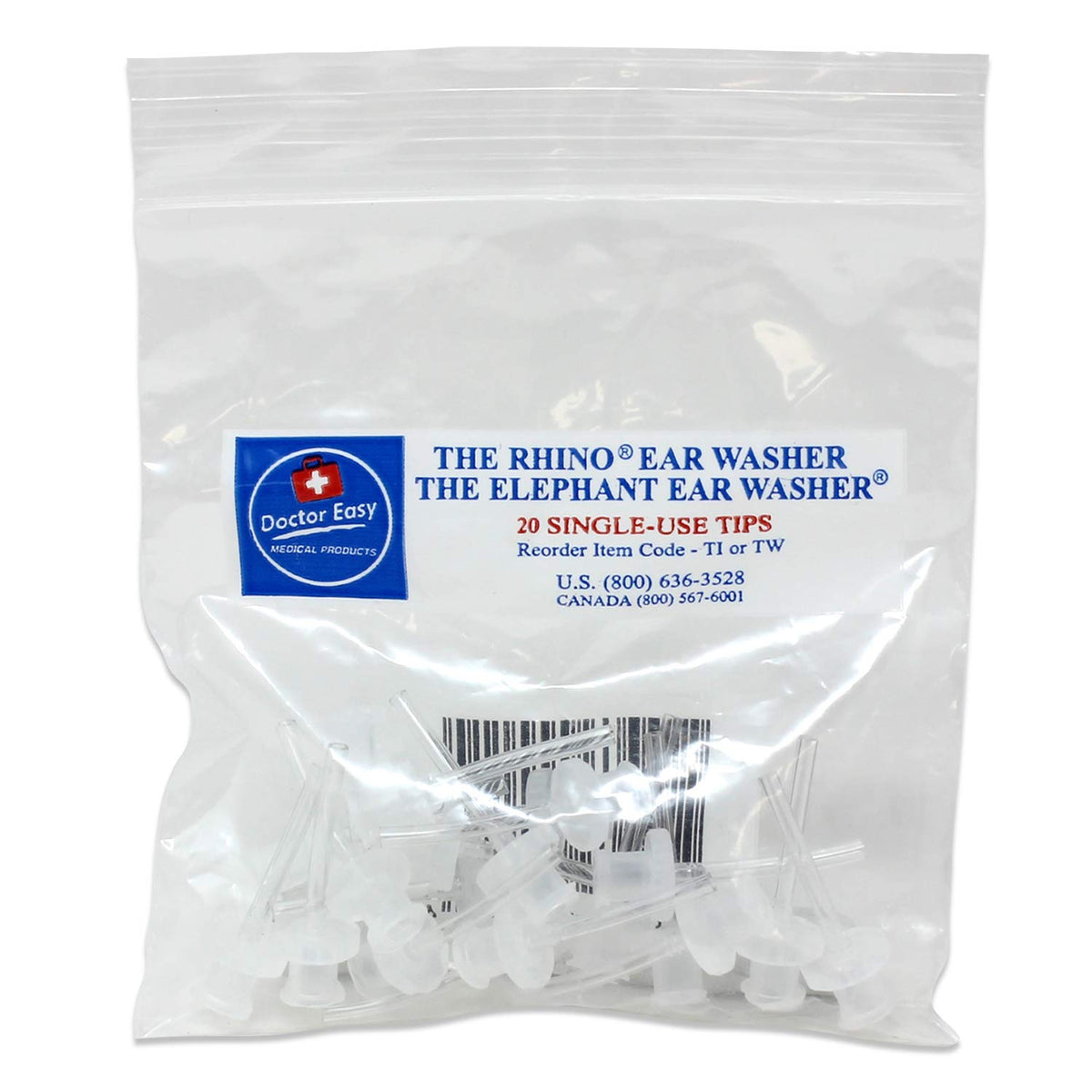 Doctor Easy 20-pack ear washer tips for hygienic clinic-grade use.