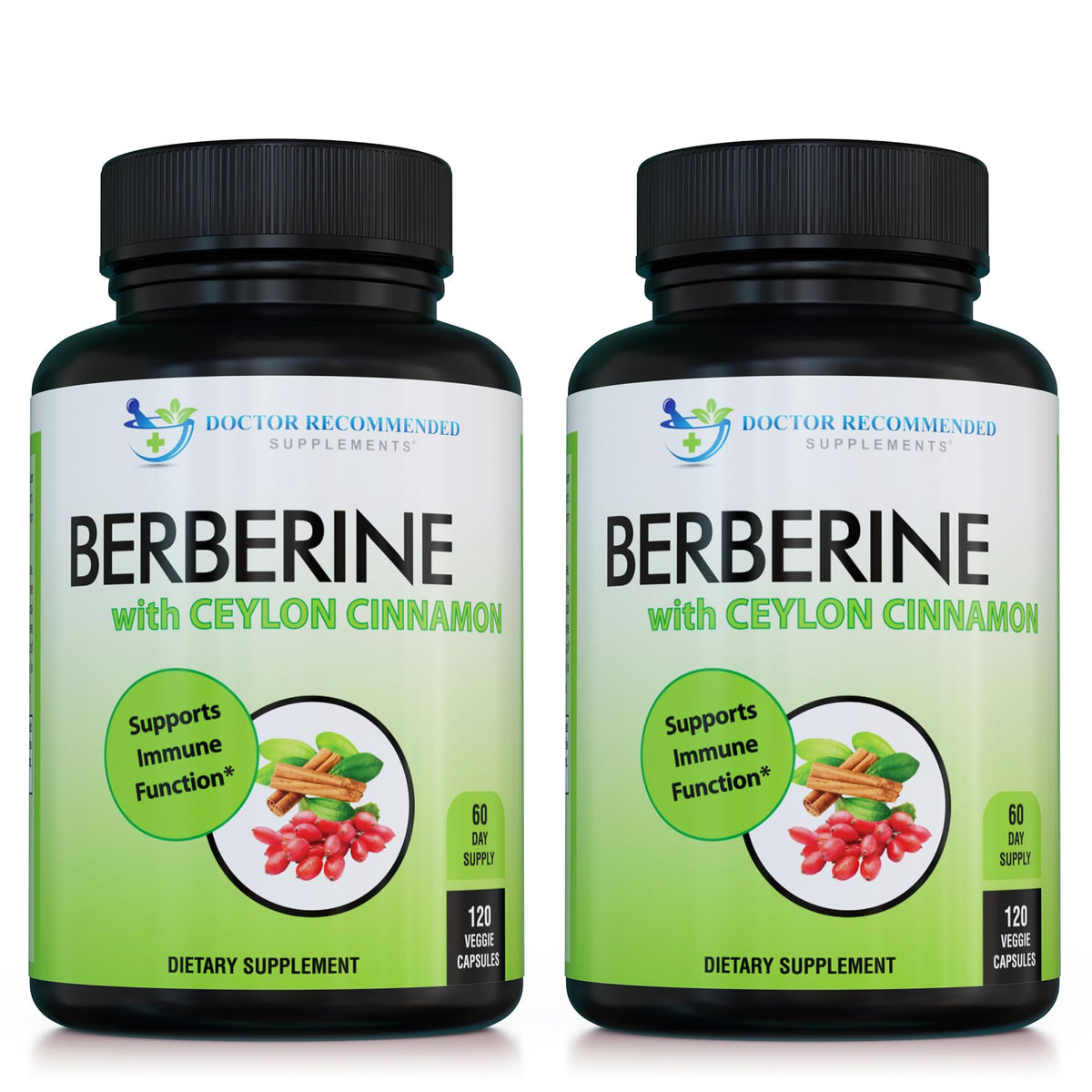 Doctor Recommended Supplements Berberine with Ceylon Cinnamon bottle pack-2 for ongoing daily support