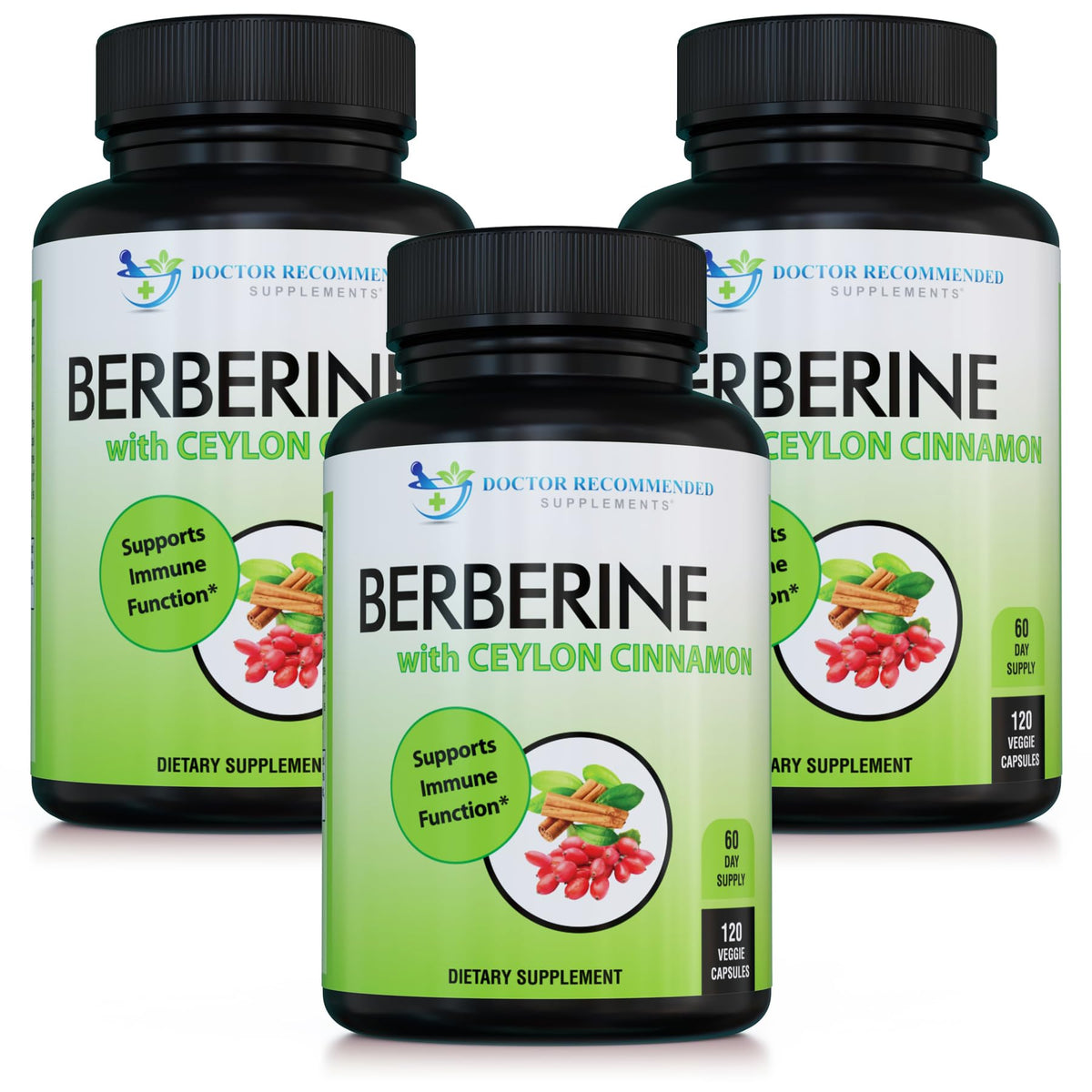 Doctor Recommended Supplements berberine cinnamon bottle for a 60-day supply.