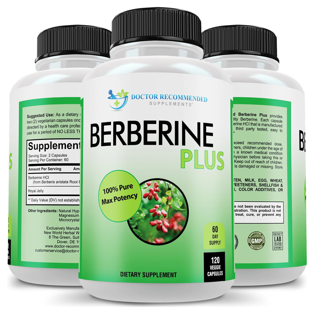 DOCTOR RECOMMENDED SUPPLEMENTS Berberine Plus ready-to-take capsules with water for convenient use