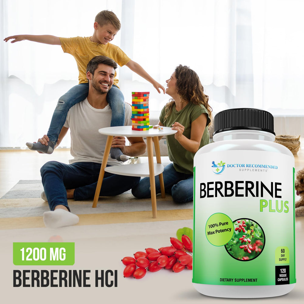 DOCTOR RECOMMENDED SUPPLEMENTS Berberine Plus ingredients label close-up showing purity and single-ingredient formula