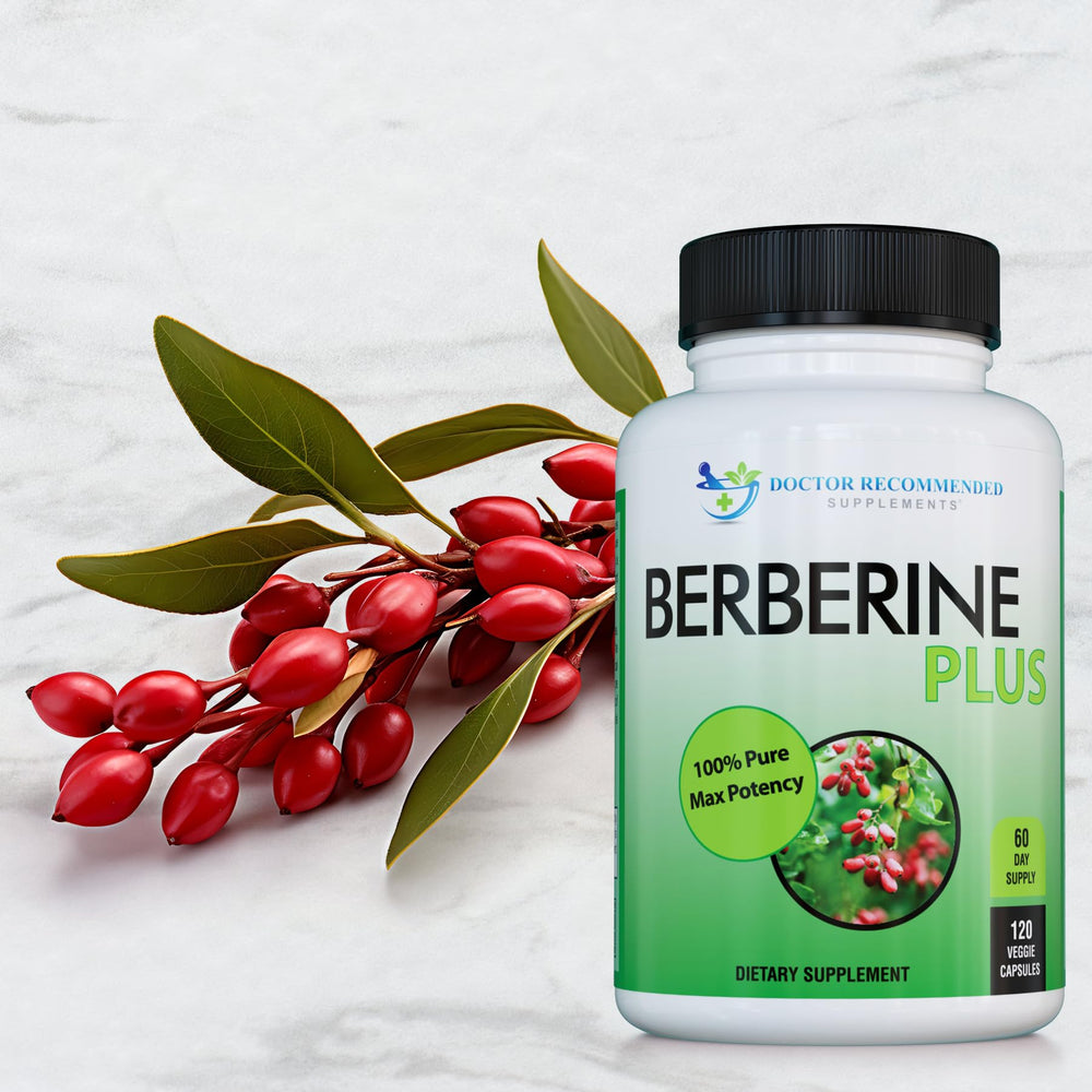 Close-up of Berberine Plus capsules highlights vegan, all-natural ingredient profile.