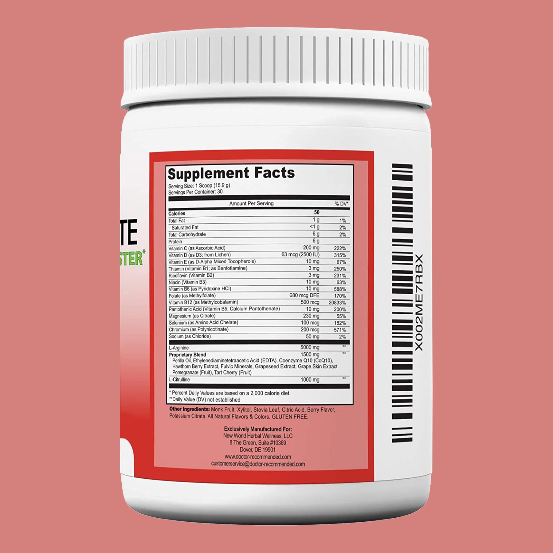 Cardio Complete powder scoop beside bottle shows 30-day supply