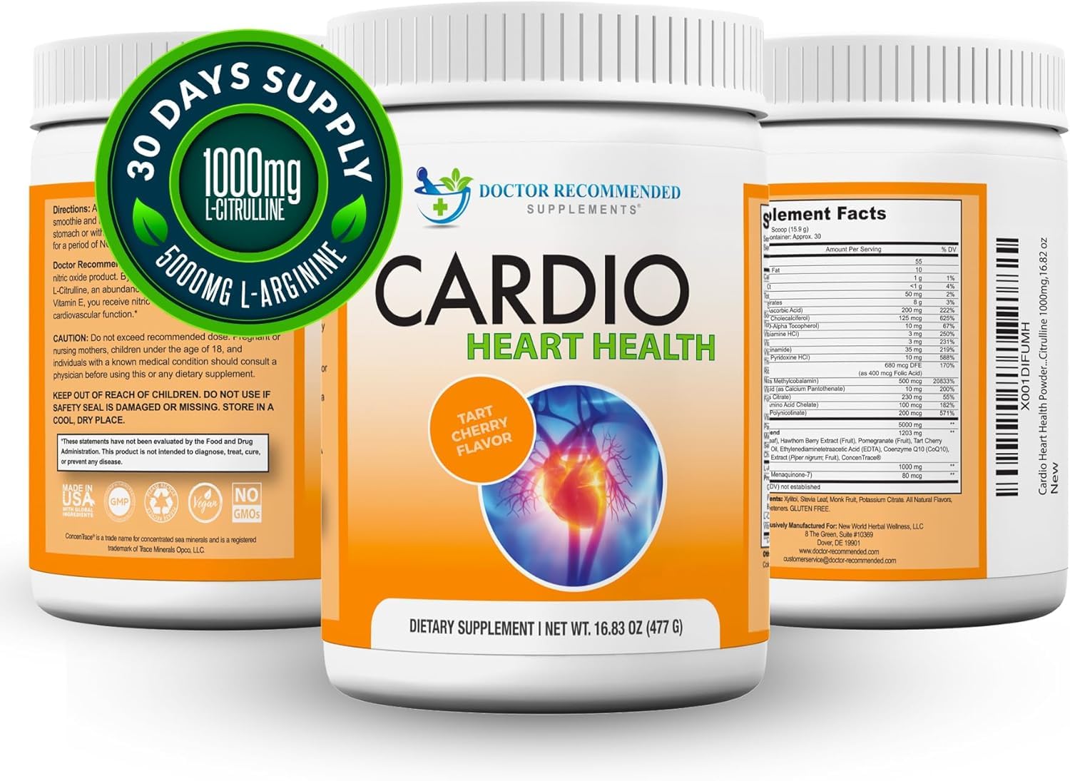 Product container mockup from DOCTOR RECOMMENDED SUPPLEMENTS highlighting 30-day supply.