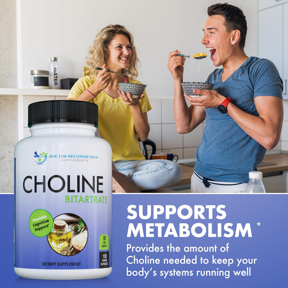 Doctor Recommended Supplements premium choline packaging box conveying US-made quality.