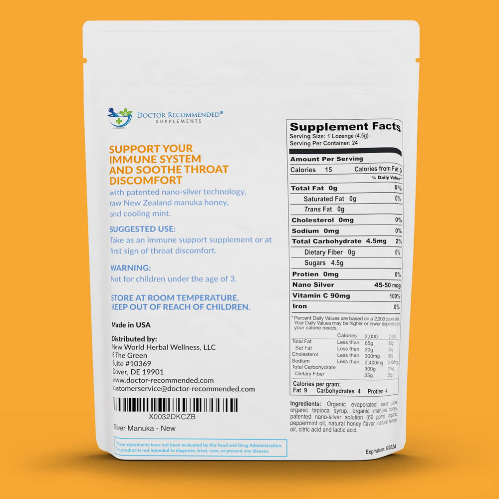 Manuka honey silver lozenges by Doctor Recommended Supplements