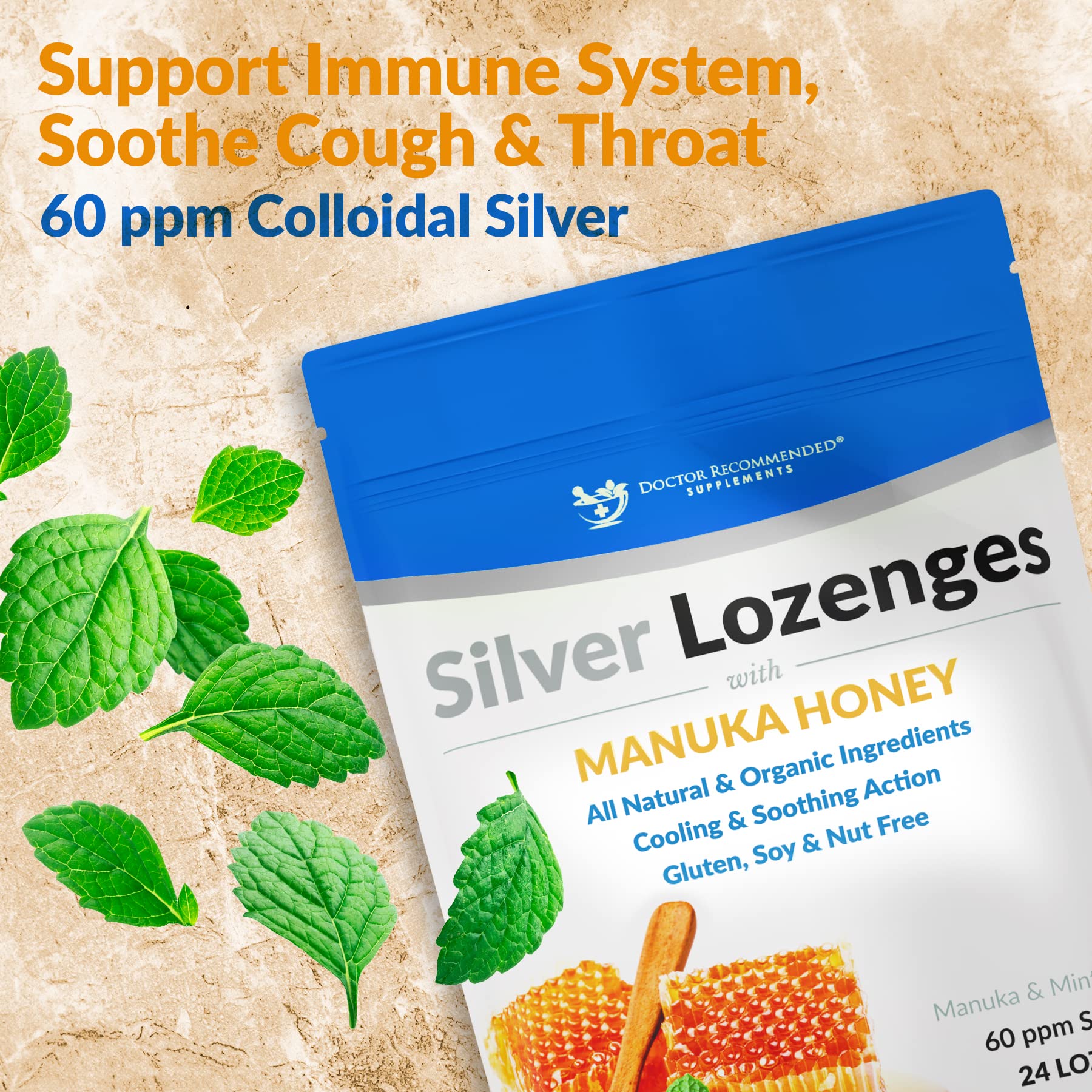 Lozenge dissolving on tongue for soothing throat