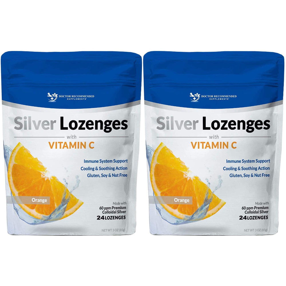 DOCTOR RECOMMENDED SUPPLEMENTS silver lozenges orange flavor soothe throat and support immune comfort.