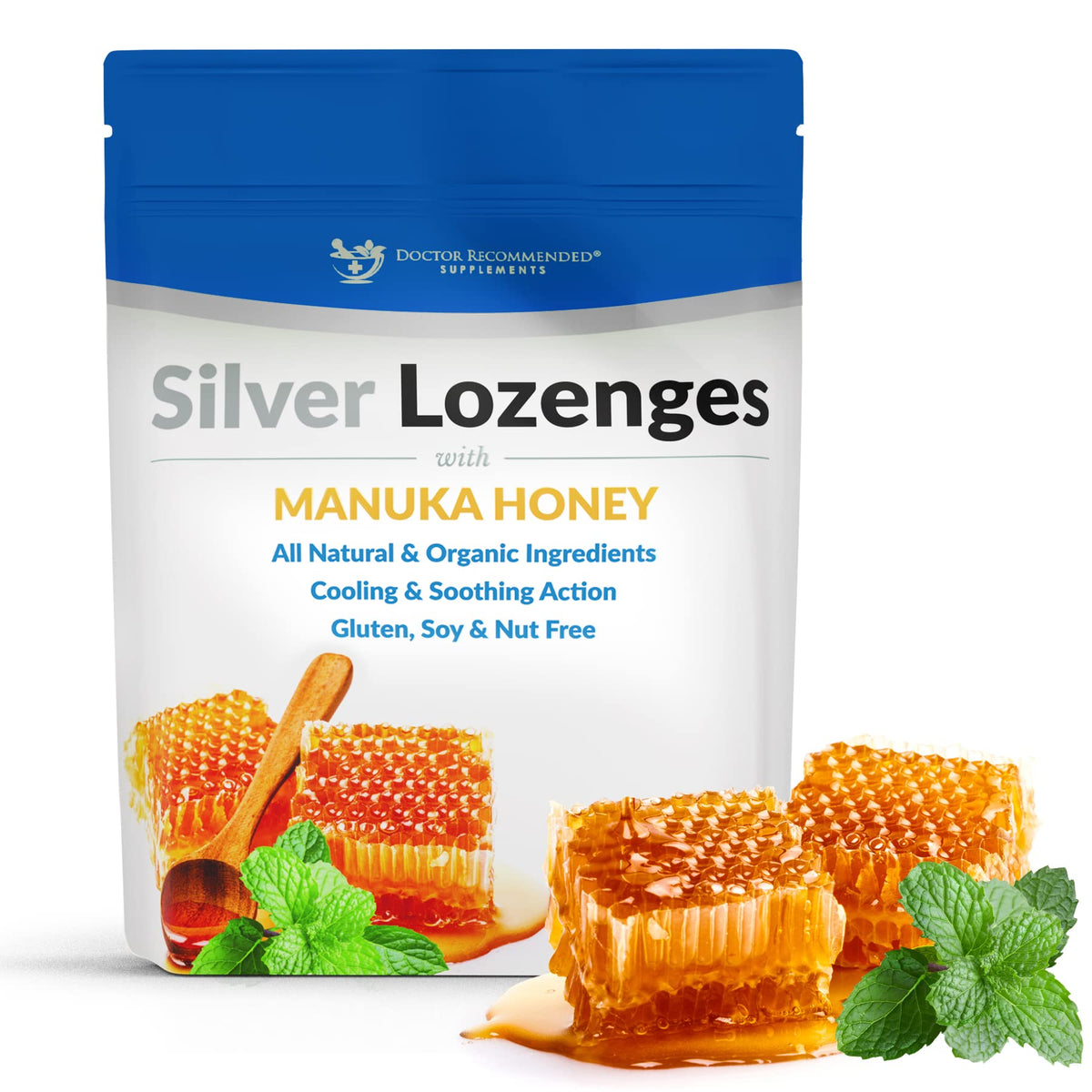 Doctor Recommended Supplements silver lozenges packaging for on-the-go use