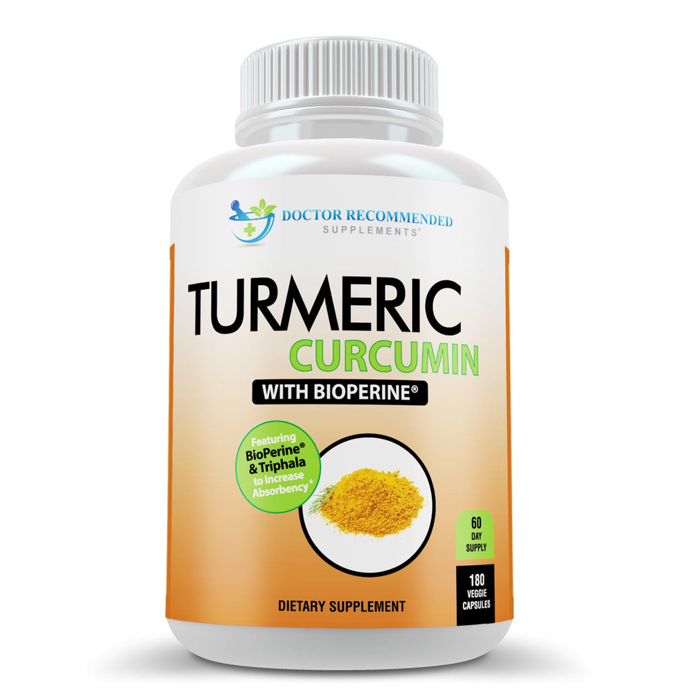 DOCTOR RECOMMENDED SUPPLEMENTS turmeric curcumin bottle showcases organic vegan formula