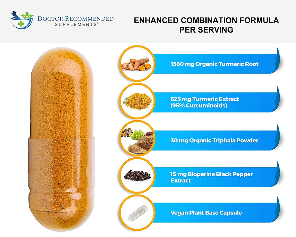 Triphala blend image emphasizes natural formulation.