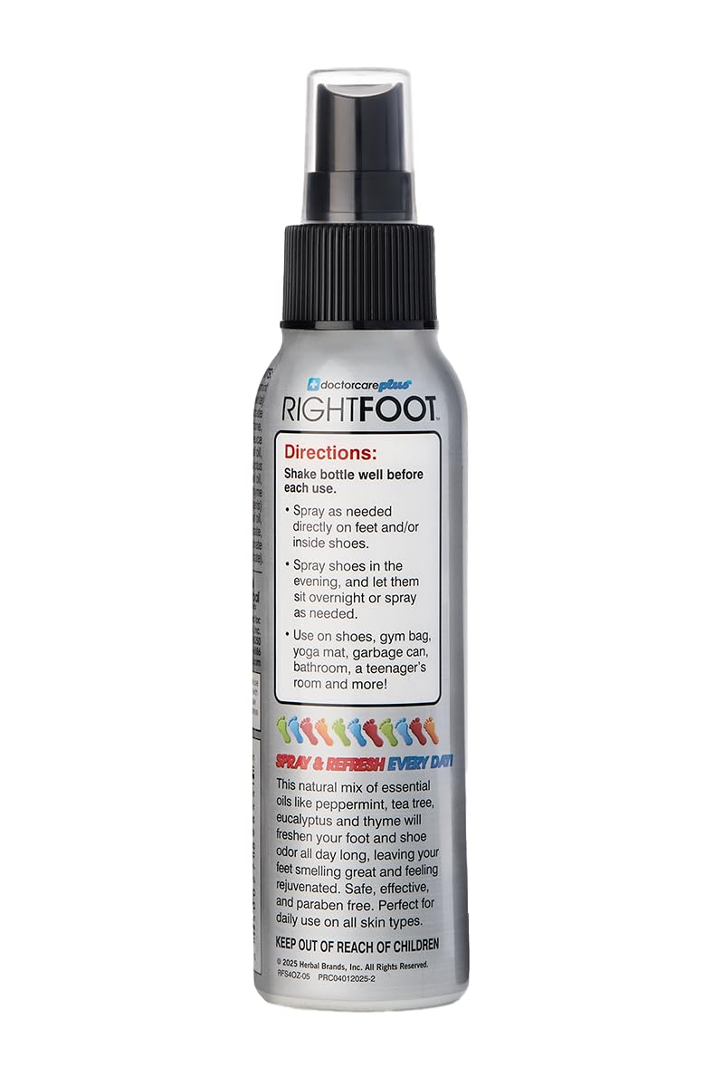 DoctorCare Plus RightFoot spray on feet delivers refreshing, long-lasting freshness.
