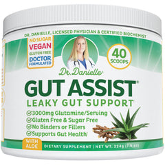 Doctor Danielle GutAssist tub front promoting gut support and digestive comfort.