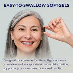 Close-up of Doctor's Advantage Eye Relief capsules highlighting omega-3 and flaxseed oil.