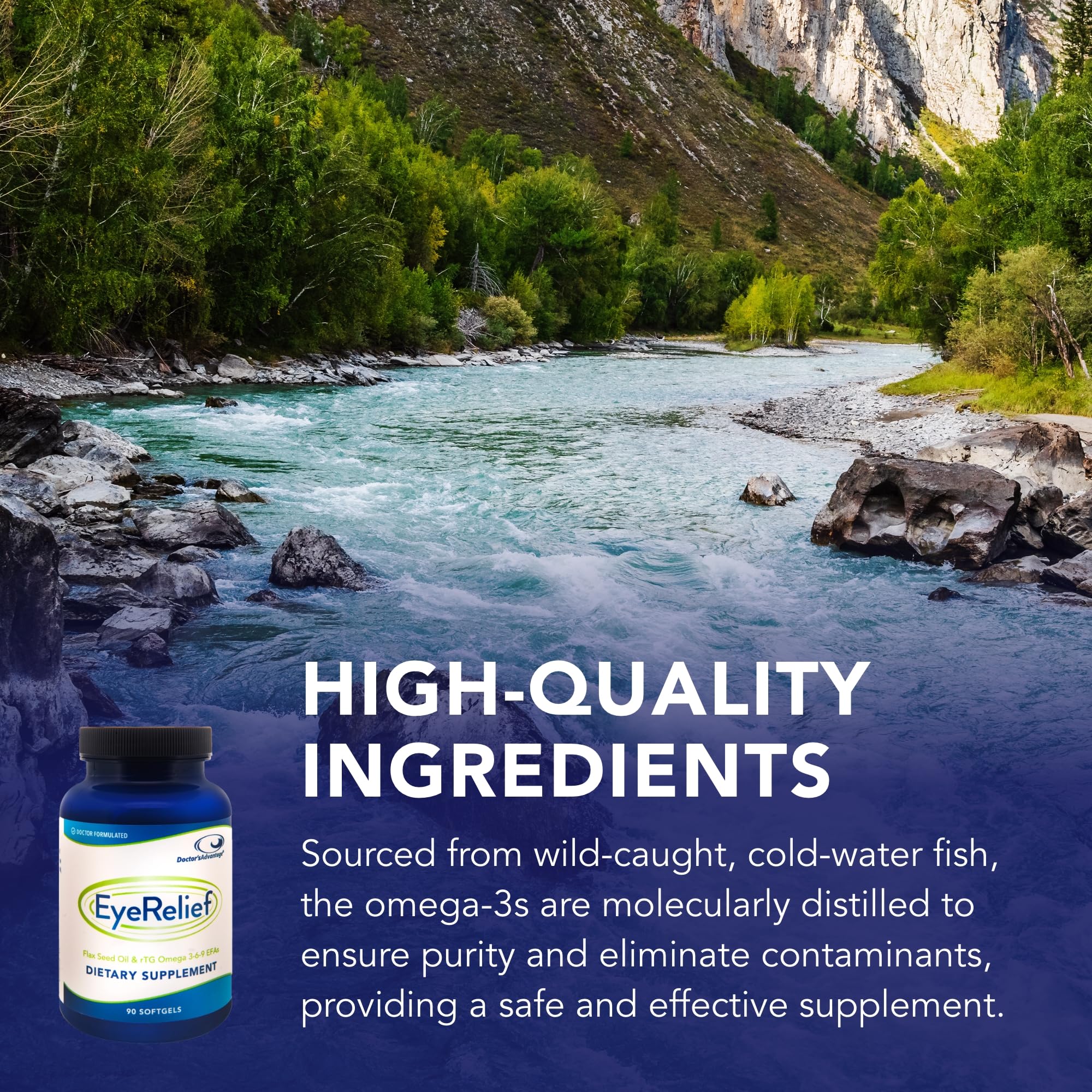 Norway-sourced fish oil symbol on Doctor's Advantage packaging emphasizes sustainable quality.