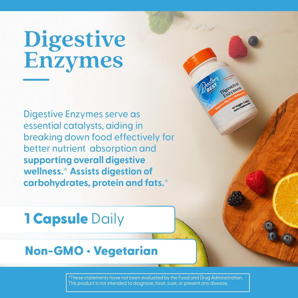 Doctors Best amylase and lipase enzymes support carbohydrate and fat digestion