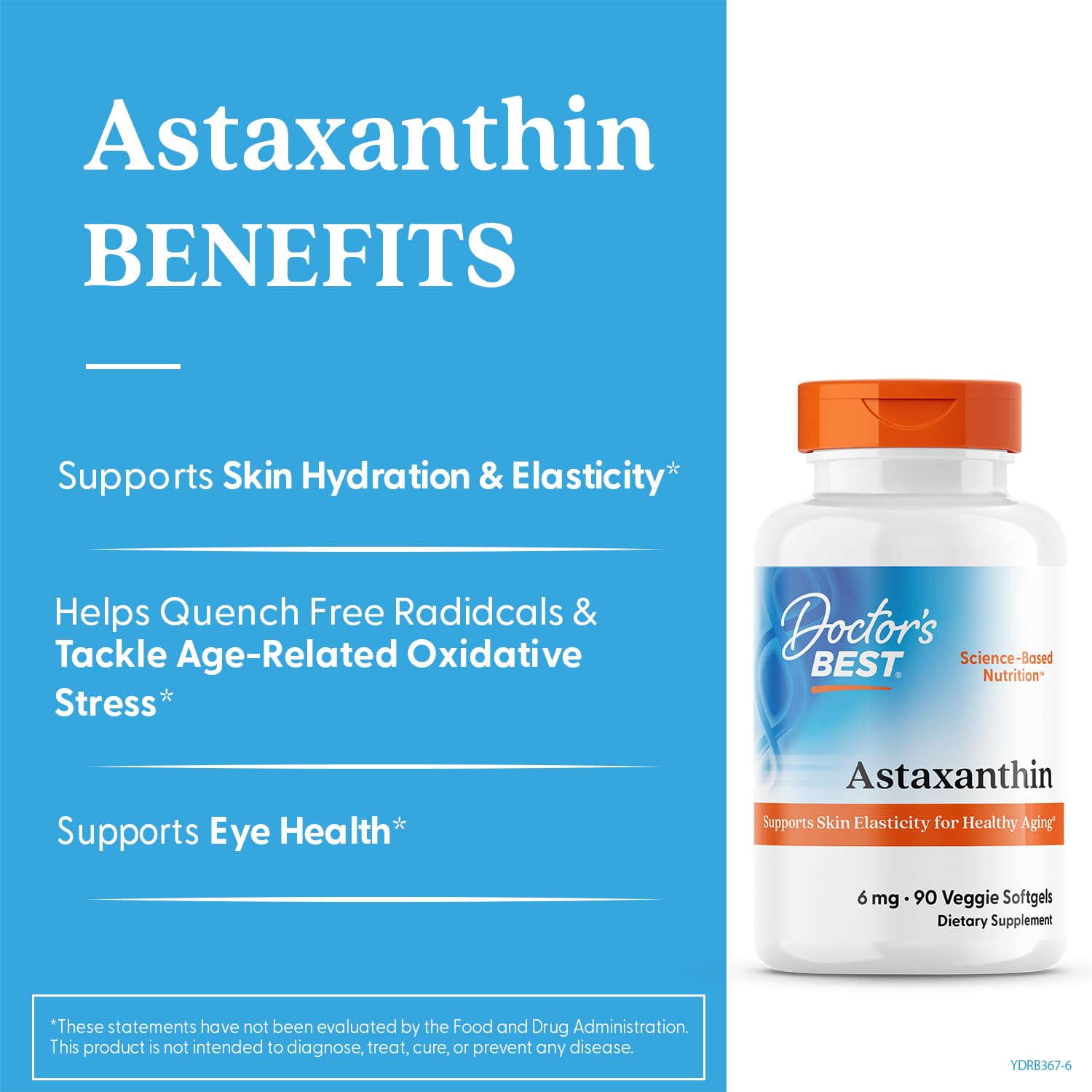 Doctor's Best Astaxanthin eye health softgels promoting potential reduced eye strain.