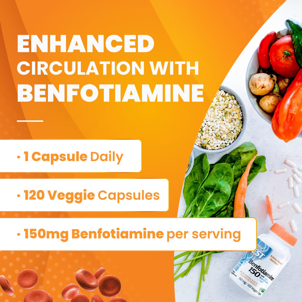 Doctor's Best Benfotiamine capsules in hand for easy daily use