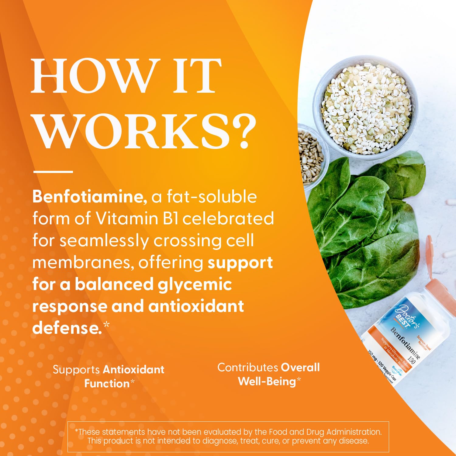 Doctor's Best Benfotiamine vegan non-GMO label for clean supplement choice
