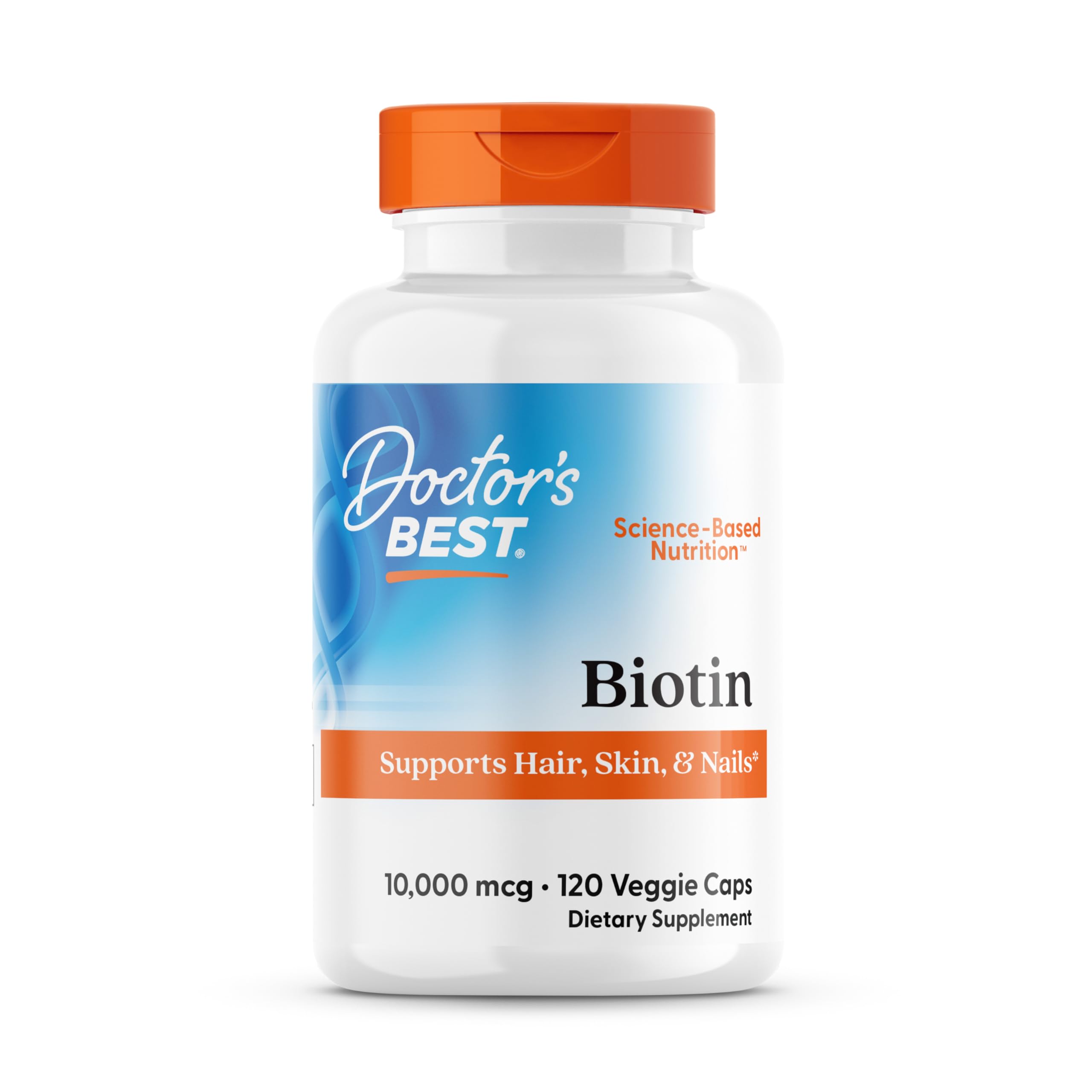 Doctor's Best Biotin 10000 mcg bottle - supports healthy hair, skin, and nails.