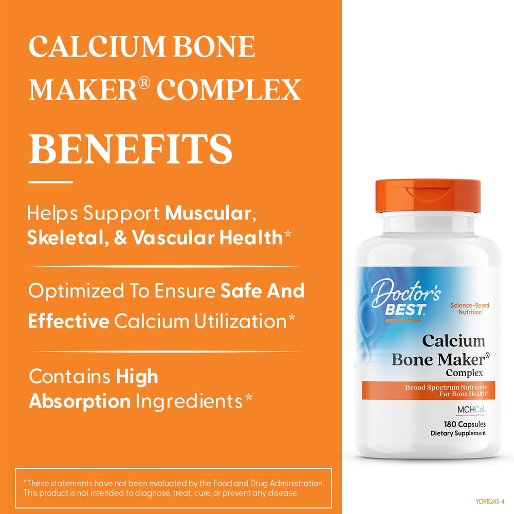 Doctors Best Calcium Bone Maker Complex capsules for convenient daily bone support
