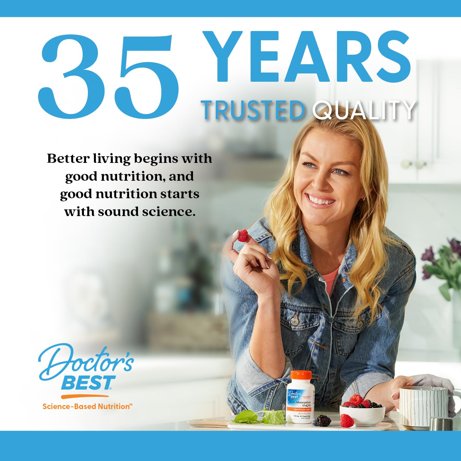 Doctor's Best capsules on white background ready to swallow