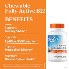 Doctor's BEST chewable B12 tablets held in hand for easy daily use