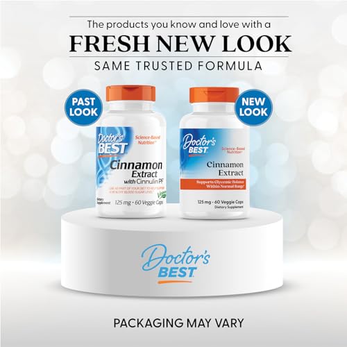 Doctor's BEST cinnamon capsules, vegan and easy to swallow for daily glycemic support