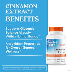 Doctors Best Cinnamon Extract with CinSulin capsules closeup highlighting antioxidant-rich support.