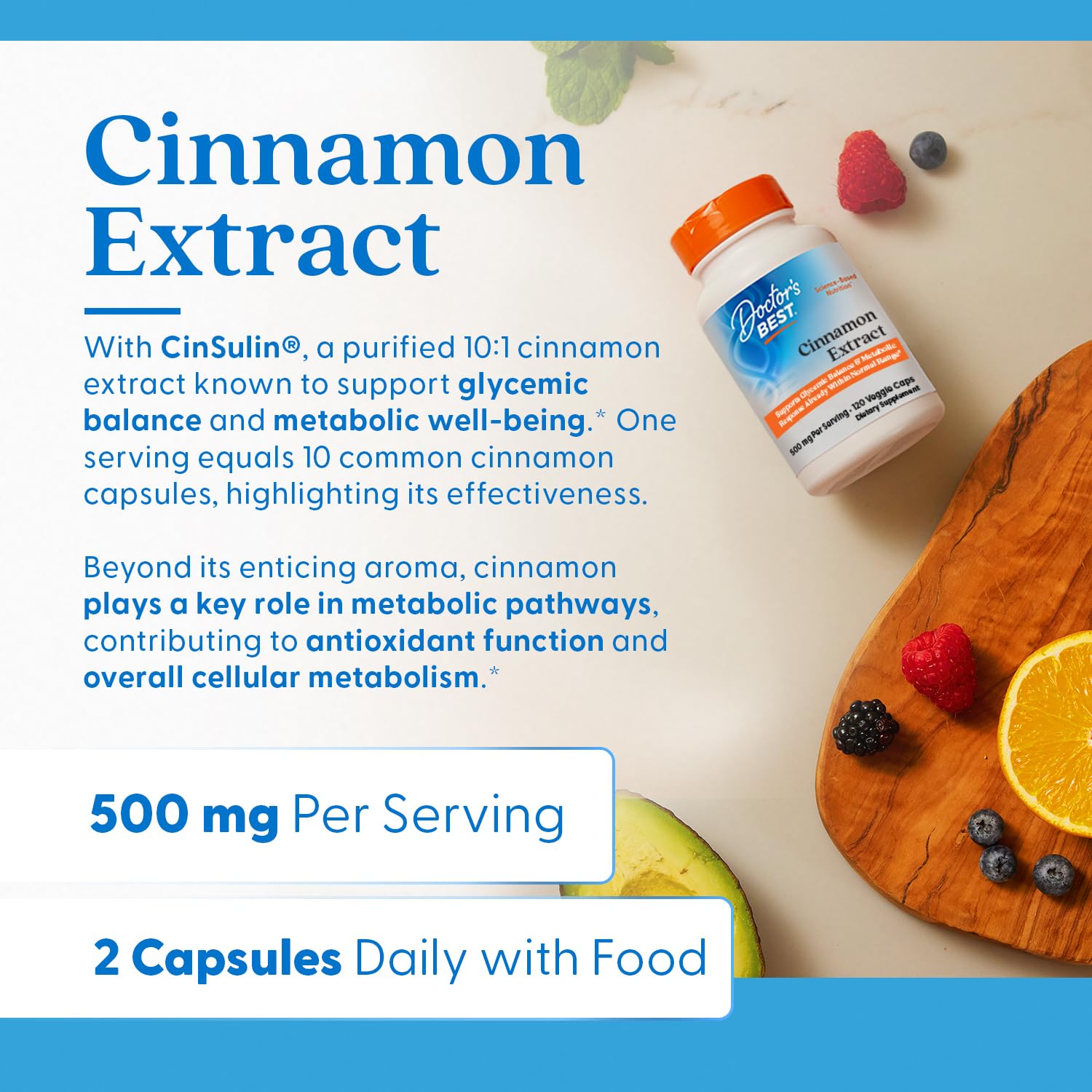 Doctors Best Cinnamon Extract with CinSulin capsules in hand for easy daily wellness.