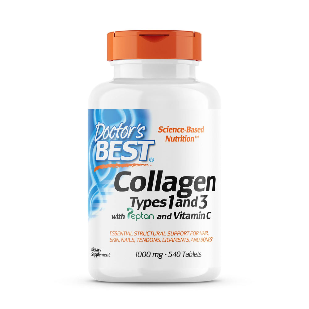 Doctor's Best collagen Type I & III bottle with Peptan for skin and bone support.
