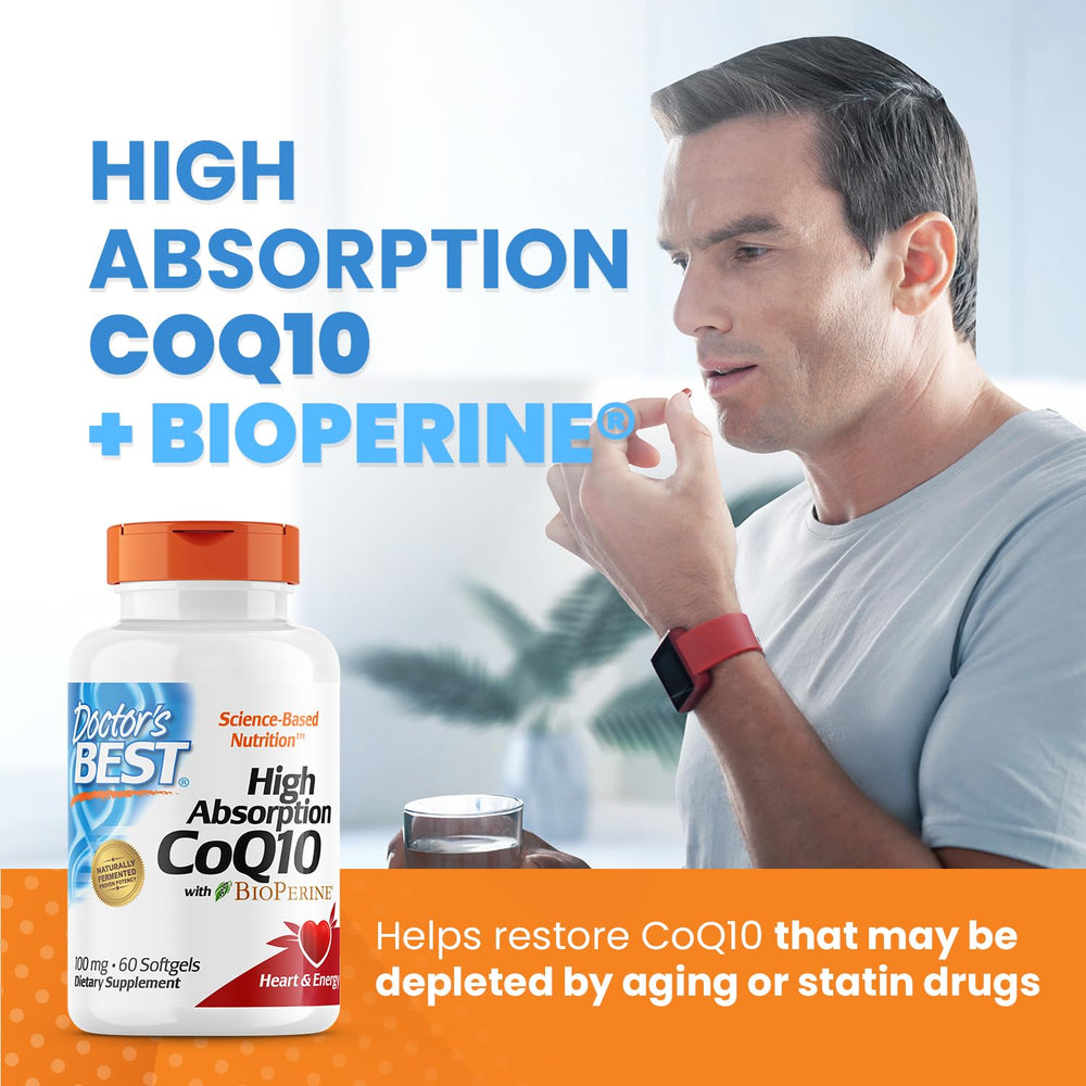 Doctor's Best CoQ10 amber bottle preserves freshness and potency.