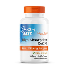 Doctor's Best CoQ10 bottle front view supports heart health and energy.