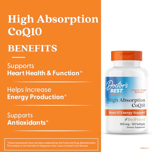Doctor's Best CoQ10 naturally fermented label highlights purity and quality.