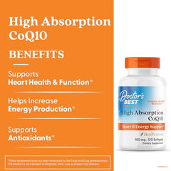 Doctor's Best CoQ10 naturally fermented label highlights purity and quality.