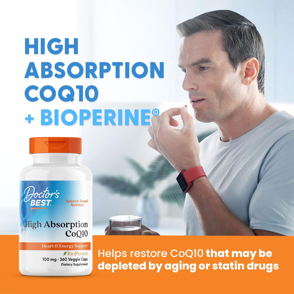 Doctors Best CoQ10 USP verified seal signals high-quality absorption formulation.