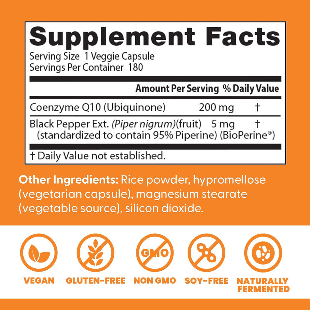 Doctor's Best CoQ10 veggie capsules close-up shows compact capsules.