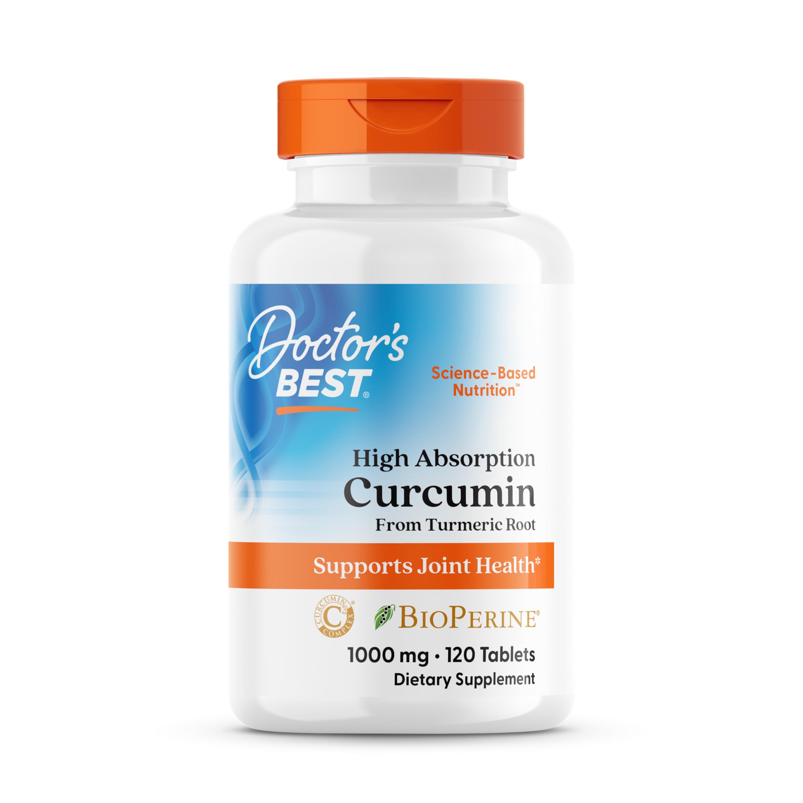 Doctor's Best Curcumin bottle with BioPerine for enhanced absorption.