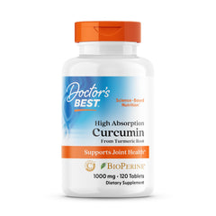 Doctor's Best Curcumin bottle with BioPerine for enhanced absorption.